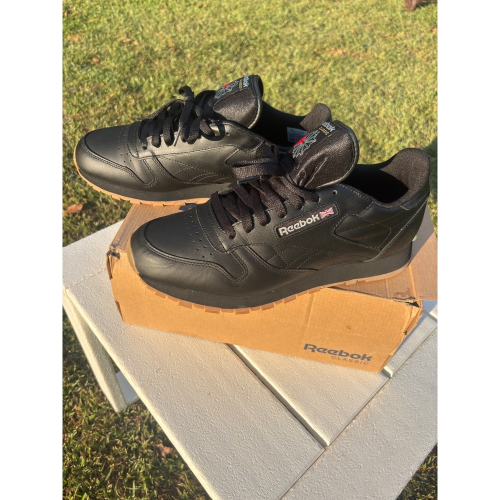 Reebok Classic Leather Black Gum Mens Sneakers 49798 Low Top Shoes 10.5 retro